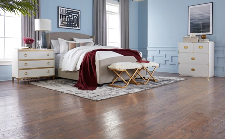 Rustic River Eureka Springs Walnut hardwood flooring in bedroom